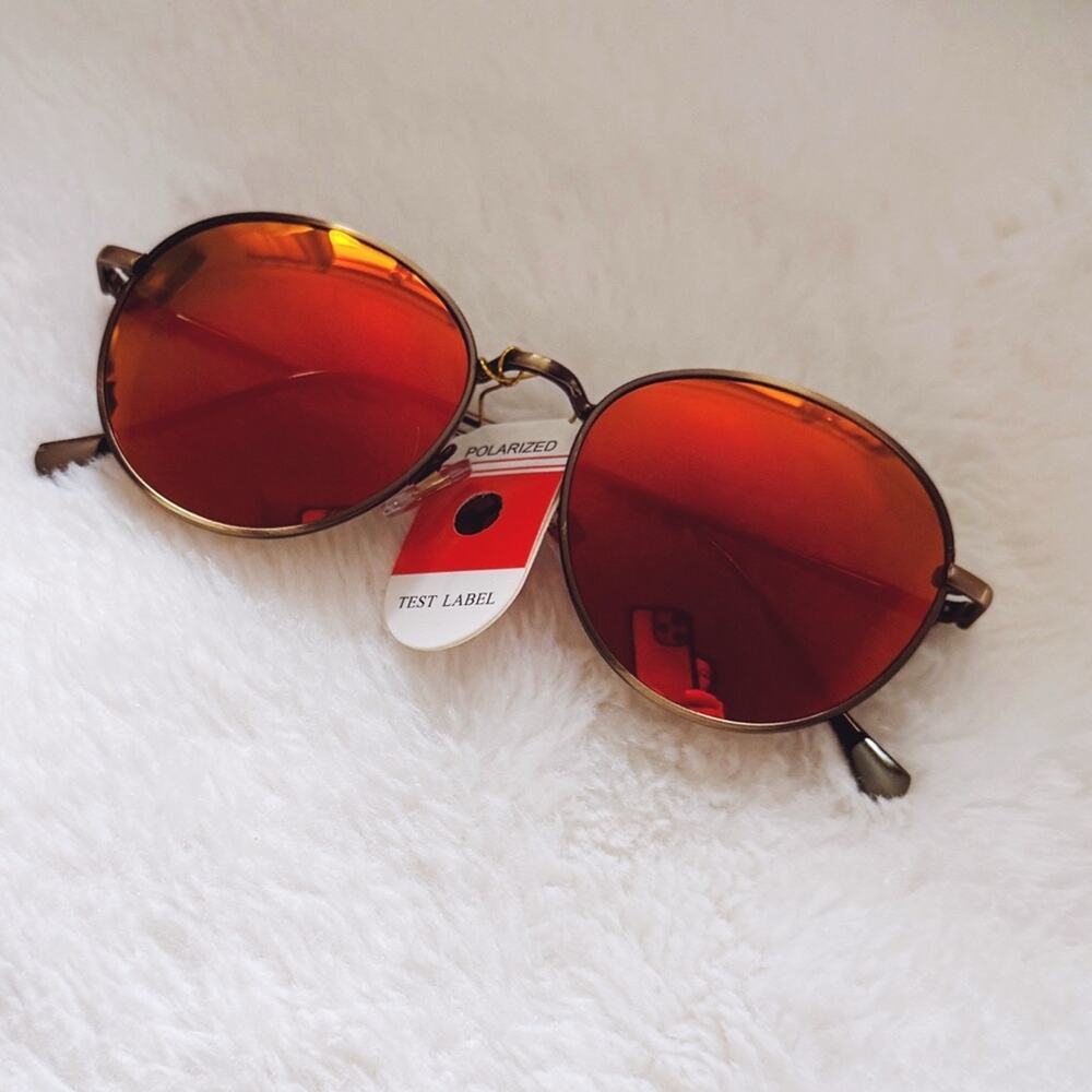 Brielle Bright Red Polarized Mirrored Sunglasses - Picture 3 of 14